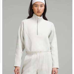 LULULEMON Cream Bone Mixed Fabric Half-Zip Pullover XS